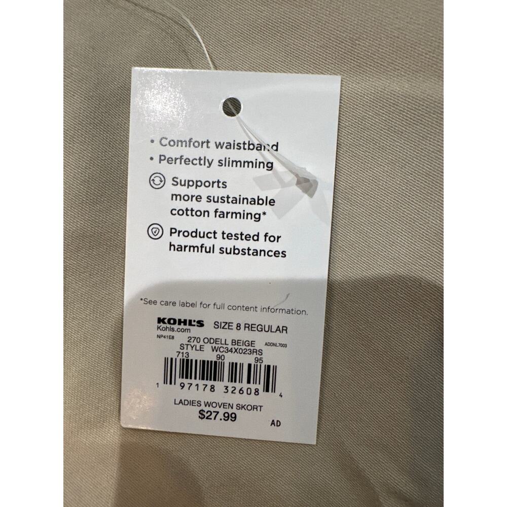 Croft & Barrow Mid Rise Khaki Skort Women's Size 8 Regular - Picture 9 of 12